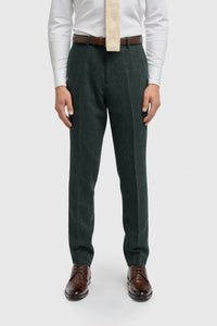 Thomas - Olivazöld, 3 darabos gyapjúkeverék tweed öltöny