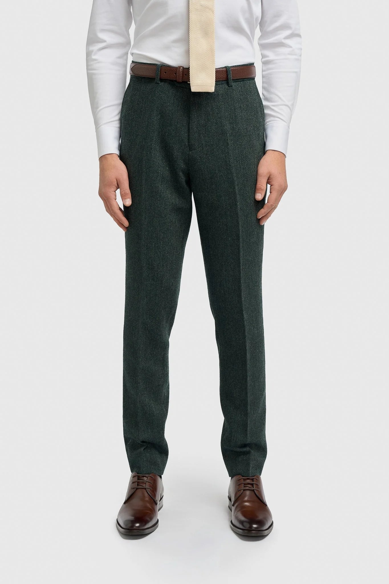 Thomas - Olivazöld, 3 darabos gyapjúkeverék tweed öltöny