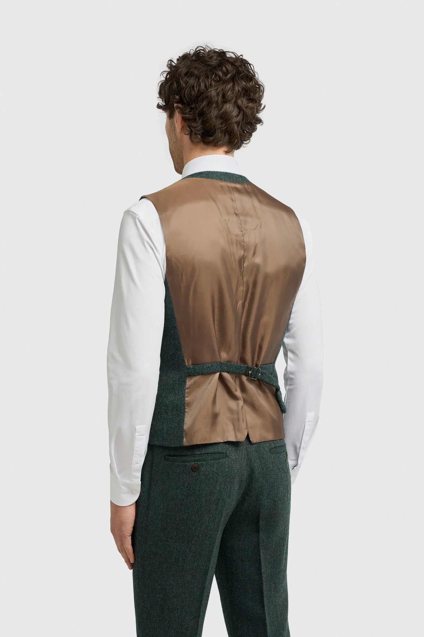 Thomas - Olivazöld, 3 darabos gyapjúkeverék tweed öltöny