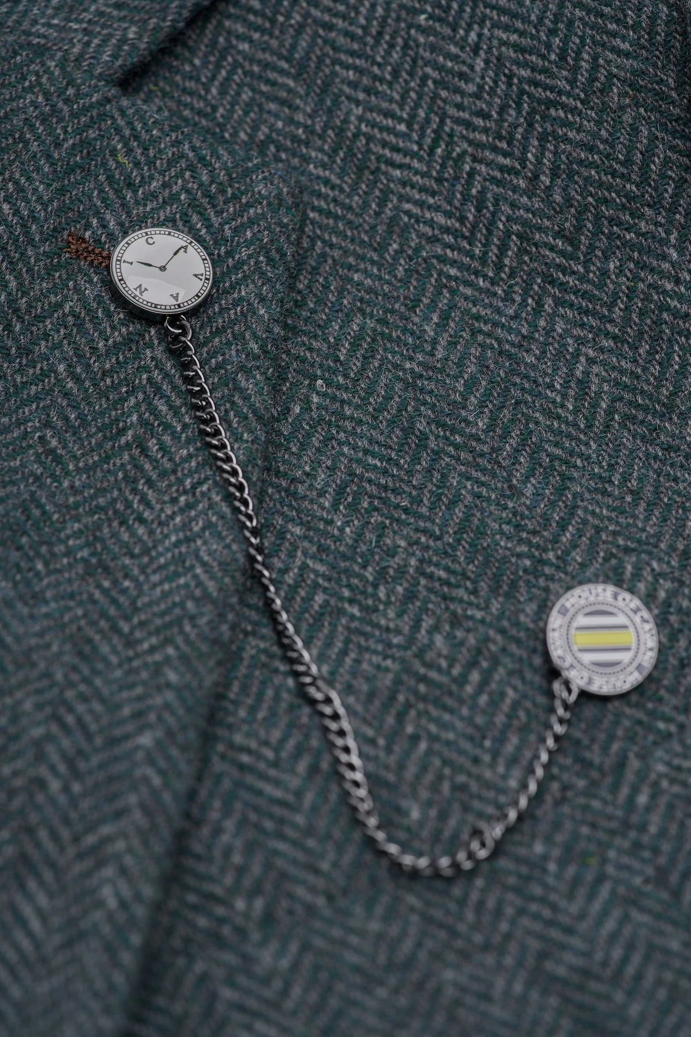 Thomas - Olivazöld, 3 darabos gyapjúkeverék tweed öltöny