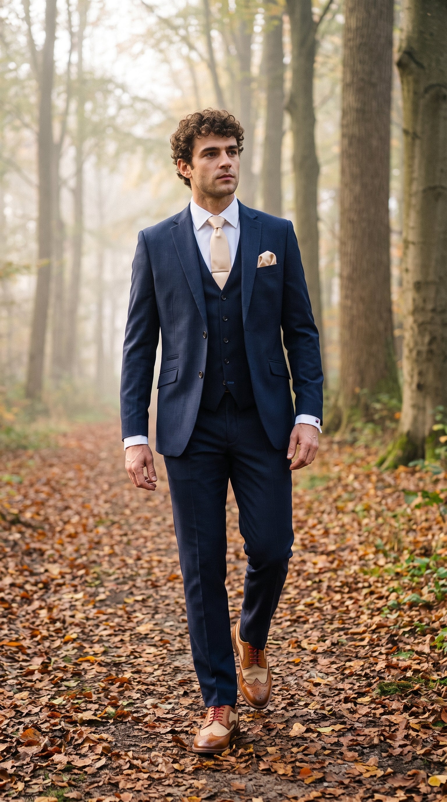 Look #496 styled with Férfi sötétkék szabott öltöny