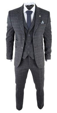 Men's Grey Tartan Check 3 Piece Suit