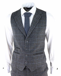 Men's Grey Tartan Check 3 Piece Suit