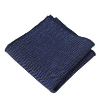 Men's Tweed Blue Herringbone Tie & Pocket Square Set