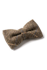 Albert - Férfi barna halszálkás tweed kockás csokornyakkendő