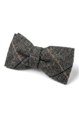 Albert - Férfi szürke halszálkás tweed kockás csokornyakkendő