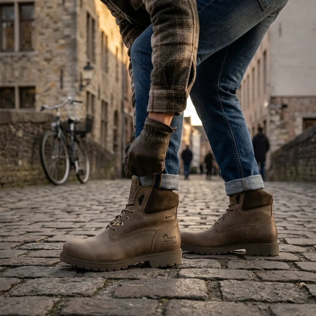 Amur GTX C32 - Férfi khaki színű, vízálló bőr bokacsizma