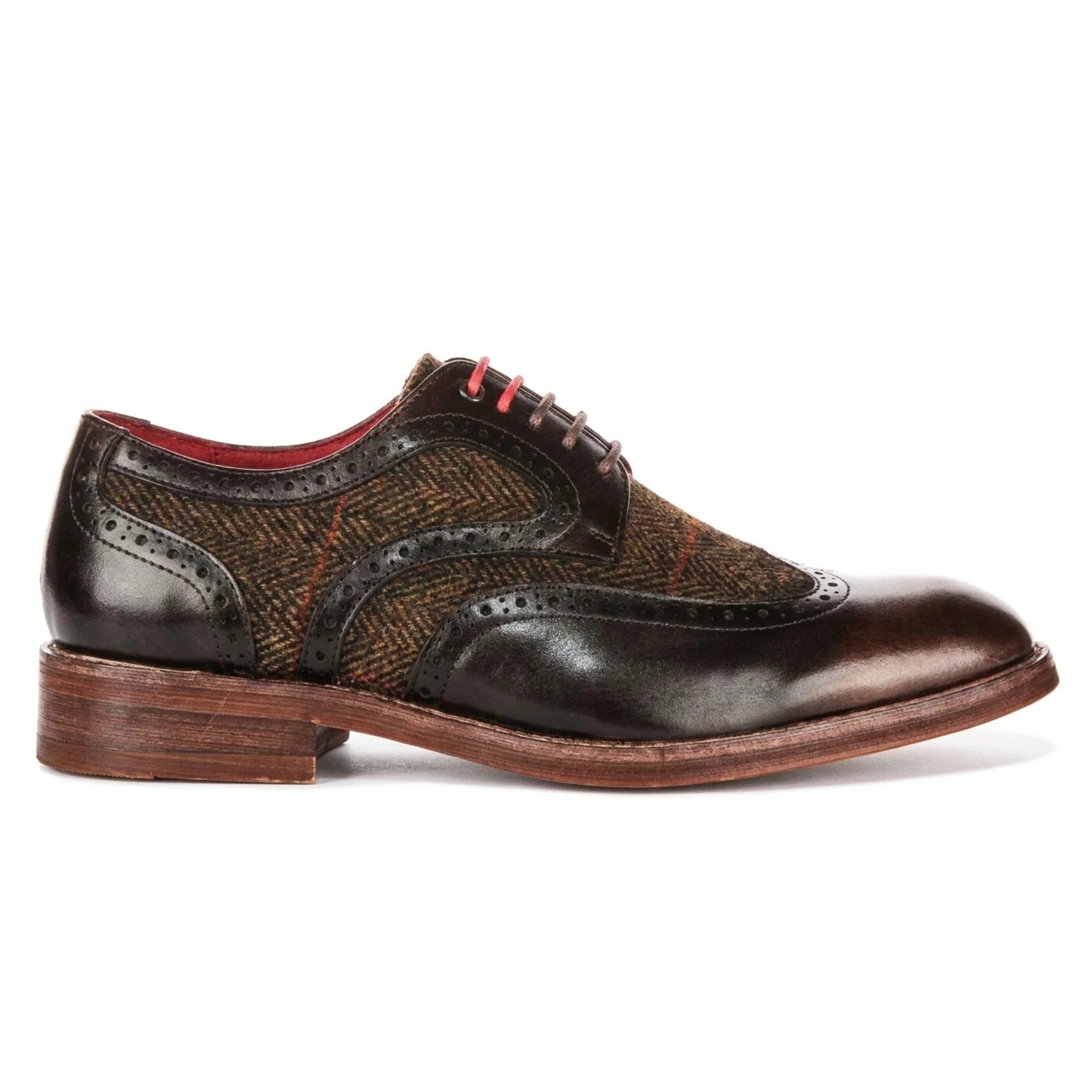 Arlo - Férfi barna bőr tweed brogue cipő