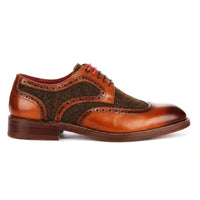 Arlo - Férfi barna bőr tweed brogue cipő
