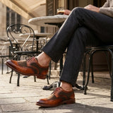 Arlo - Férfi barna bőr tweed brogue cipő