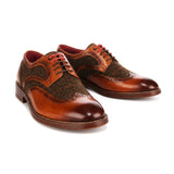 Arlo - Férfi barna bőr tweed brogue cipő