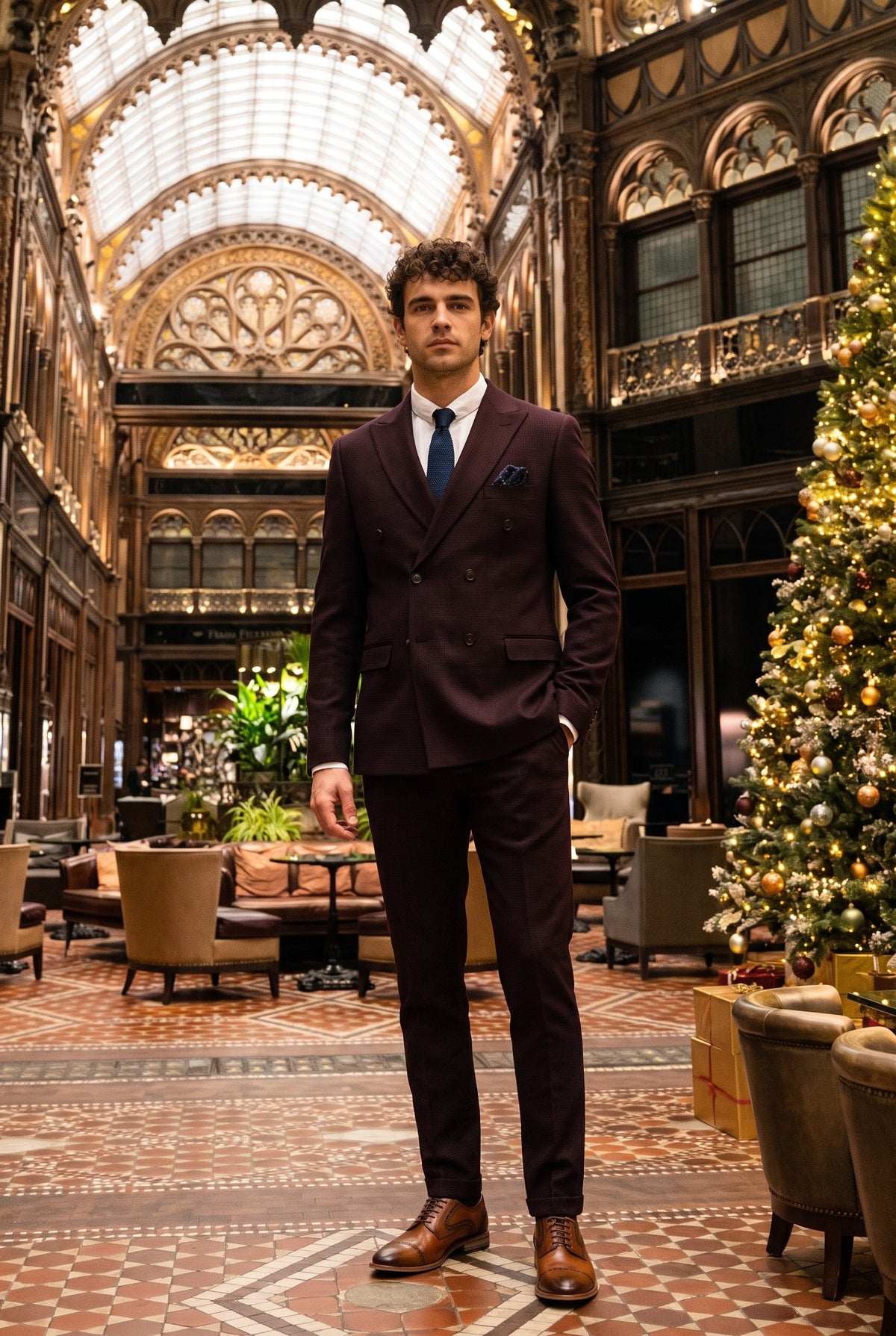 Look #581 styled with Regent - Férfi bordó kétrészes dupla soros öltöny