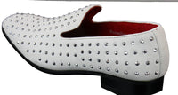 Mens Suede Slip On Loafers Shoes Stud Spikes Silver Smart Casual Shiny Party