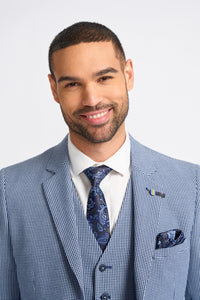 Baresi Férfi 3 részes szürke és sötétkék kontrasztos klasszikus nyári kockás öltöny