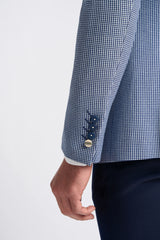 Baresi Férfi 3 részes szürke és sötétkék kontrasztos klasszikus nyári kockás öltöny