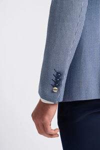 Baresi Férfi 3 részes szürke és sötétkék kontrasztos klasszikus nyári kockás öltöny