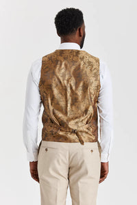 Belmont bézs öltöny Harris zöld tweed mellénnyel