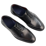 Mens Real Full Leather Black Welted Derby Shoes Smart Casual Black Wine Classic Vintage
