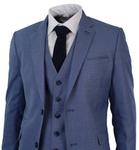 Mens Light Blue 3 Piece Suit, Tailored Fit