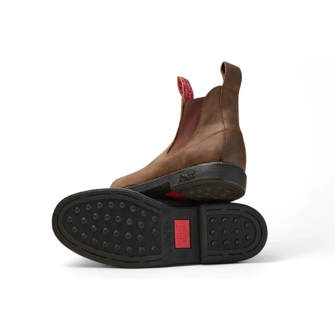 Booma 607 - Rusztikus barna bőr Chelsea csizma