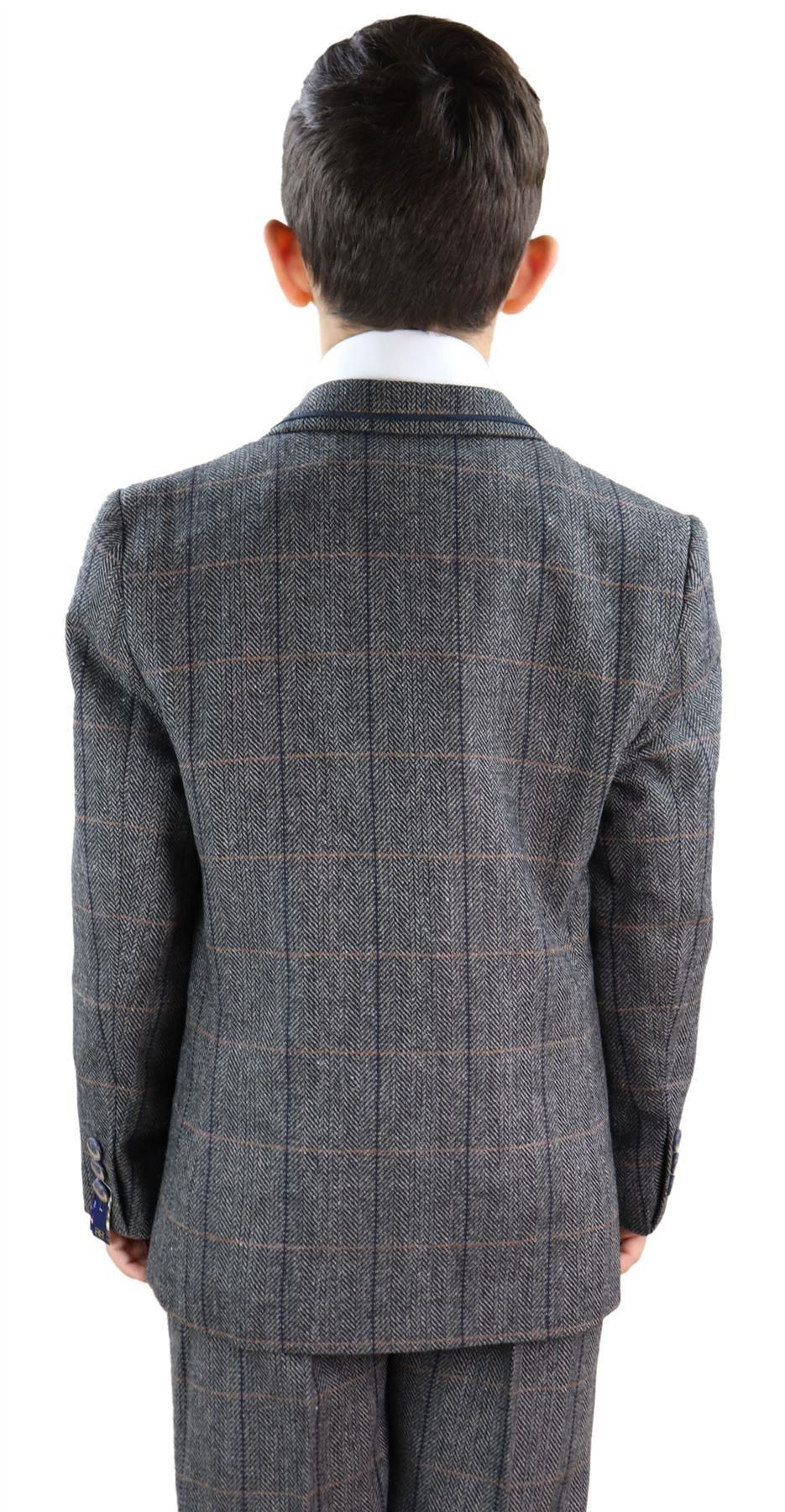 Boys Grey Tweed 3 Piece Peaky Blinders Suit Albert - Wedding Suit