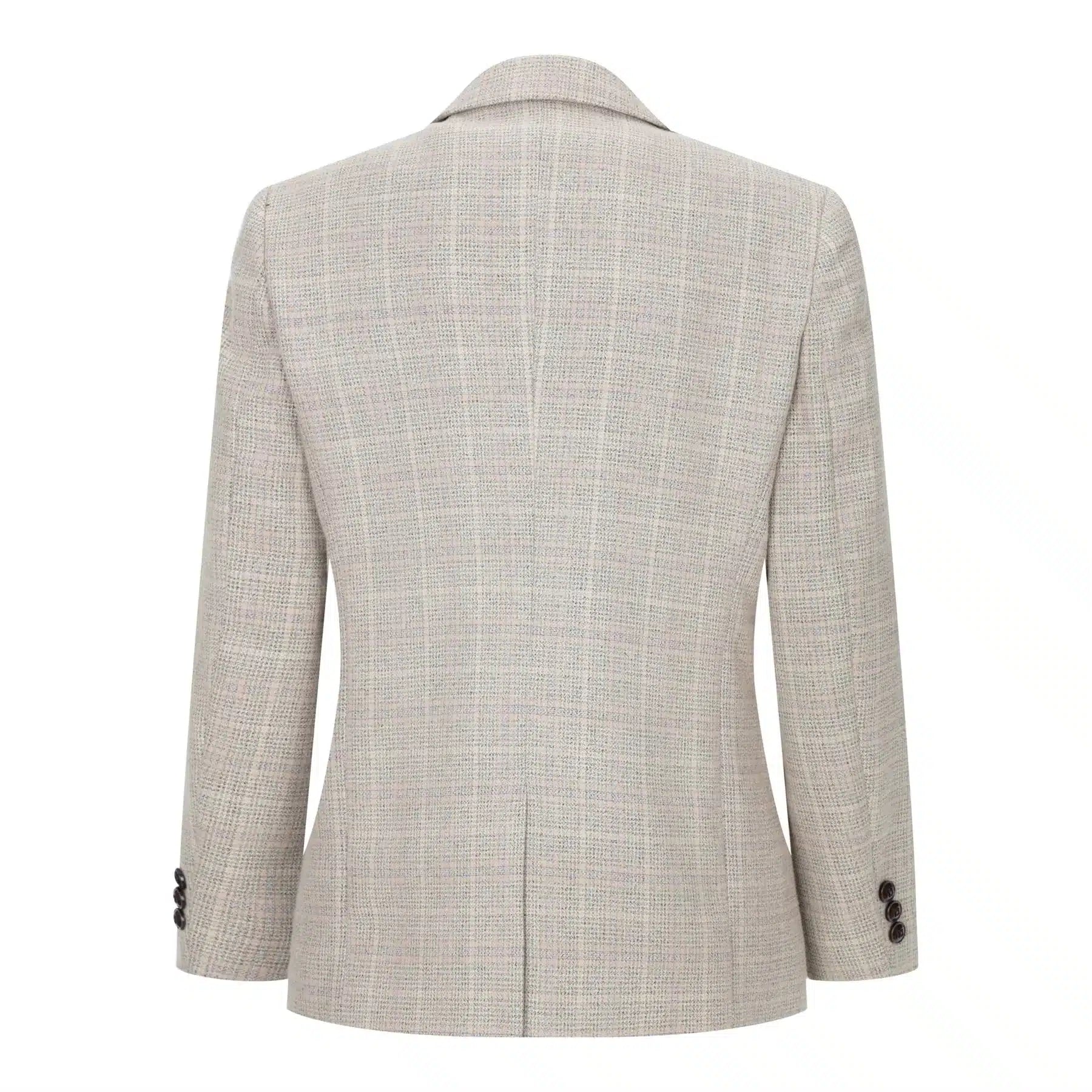 Boys Check Tweed Beige Brown 3 Piece Suit Wedding Vintage Retro Classic