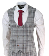 Mens Grey Tweed Check 3 Piece Suit