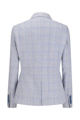 Womens Light Blue Tweed Blazer