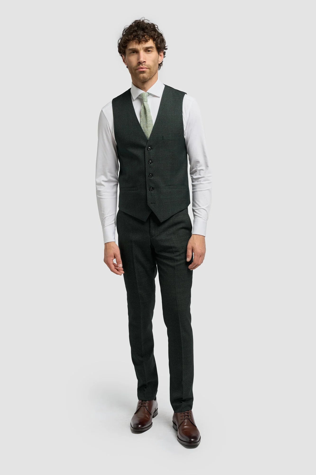 Caridi - Férfi olívazöld tweed mellény