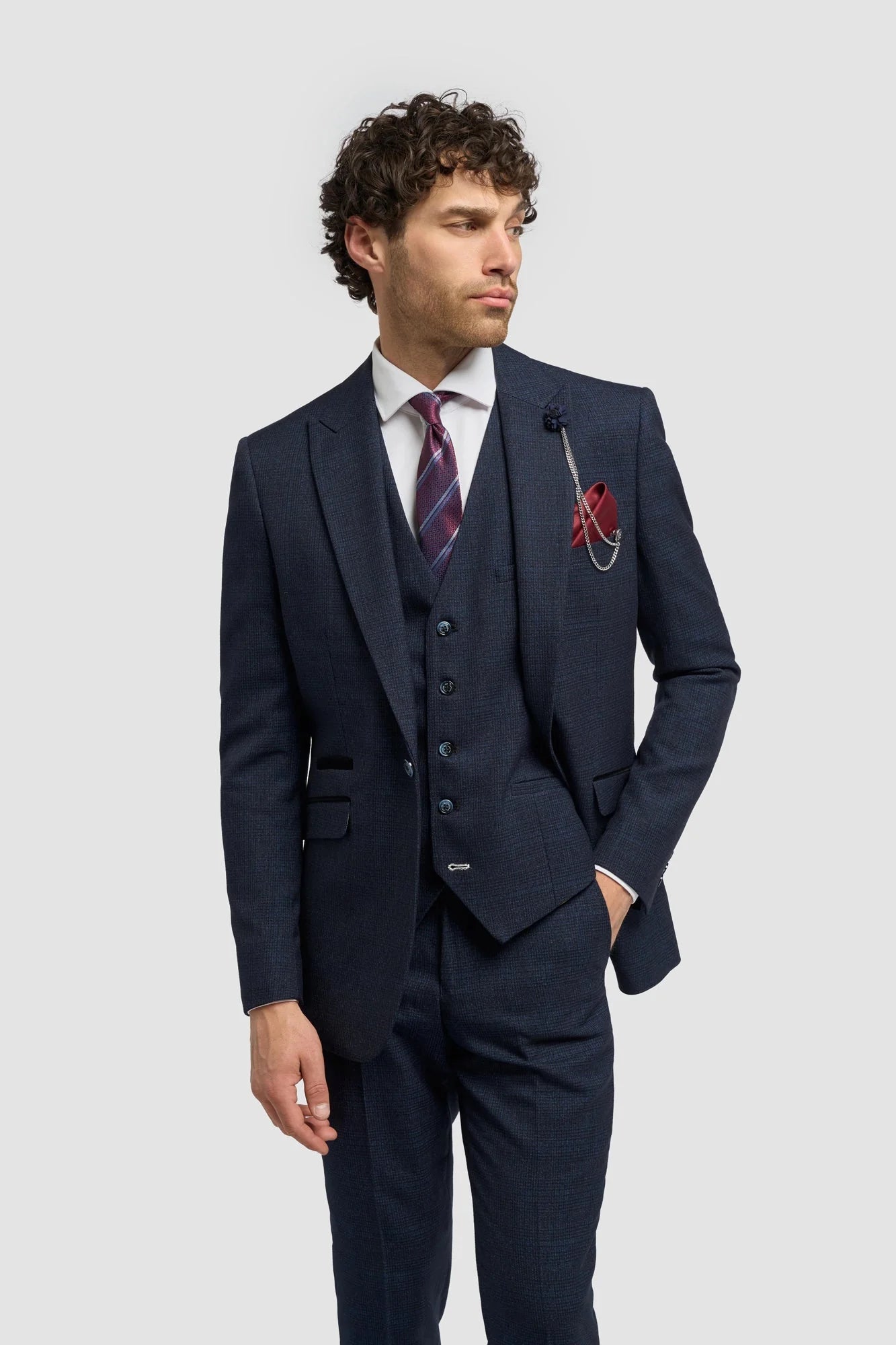Caridi - Férfi sötétkék tweed blézer