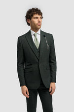 Caridi - Férfi olívazöld tweed blézer