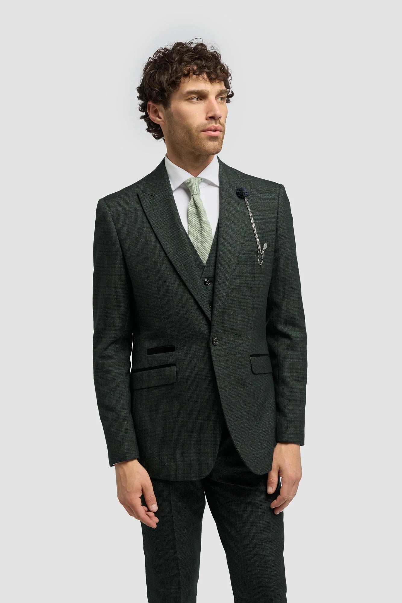 Caridi - Férfi olívazöld tweed blézer