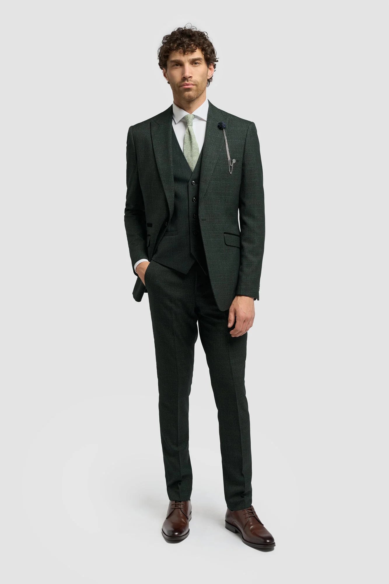 Caridi - Férfi olívazöld tweed blézer