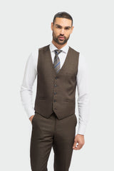 Caridi - Férfi barna tweed mellény