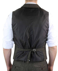 Cavani Martez - Men's Herringbone Tweed Waitcoat-Tan