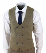 Cavani Ascari - Men's 3 Piece Oak Brown Tweed Check Suit