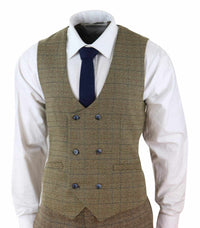 Cavani Ascari - Men's 3 Piece Oak Brown Tweed Check Suit