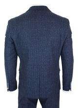 Cavani Carnegi - Mens 3 Piece Navy Blue Tweed Check 1920's Vintage Suit