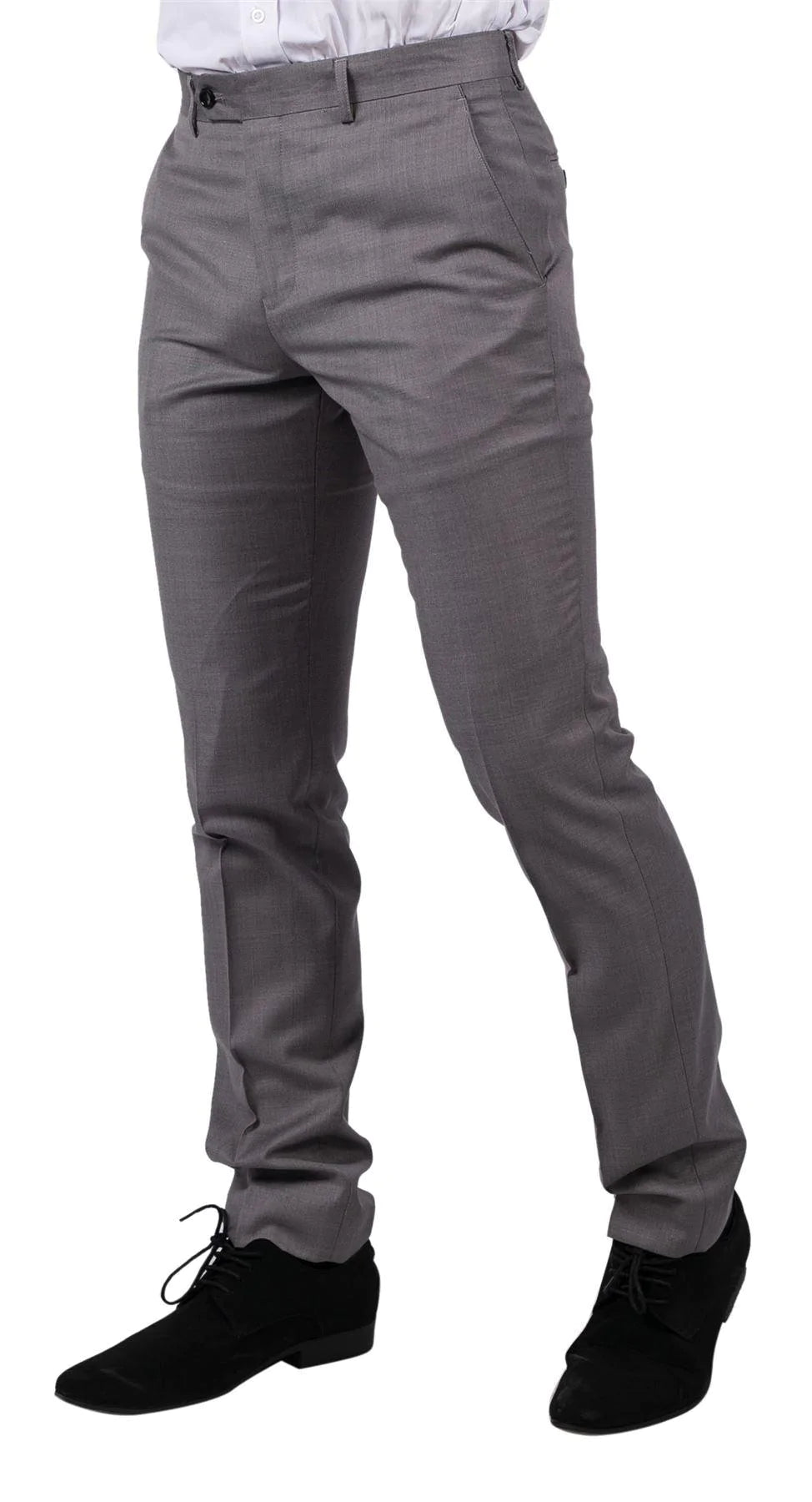 Mens Light Grey Trousers Classic Stitch Wedding Summer Prom Classic Grooms