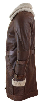Mens 3/4 Shearling Sheepskin Long Jacket