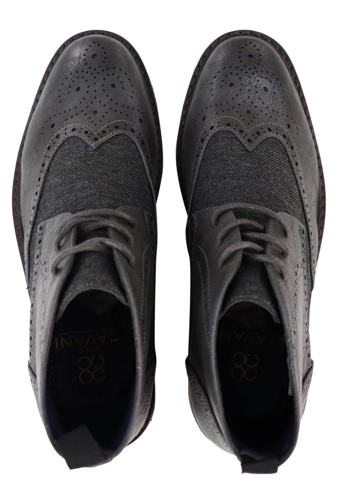 Mens Leather & Tweed Laced Ankle Boots