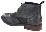 Mens Leather & Tweed Laced Ankle Boots