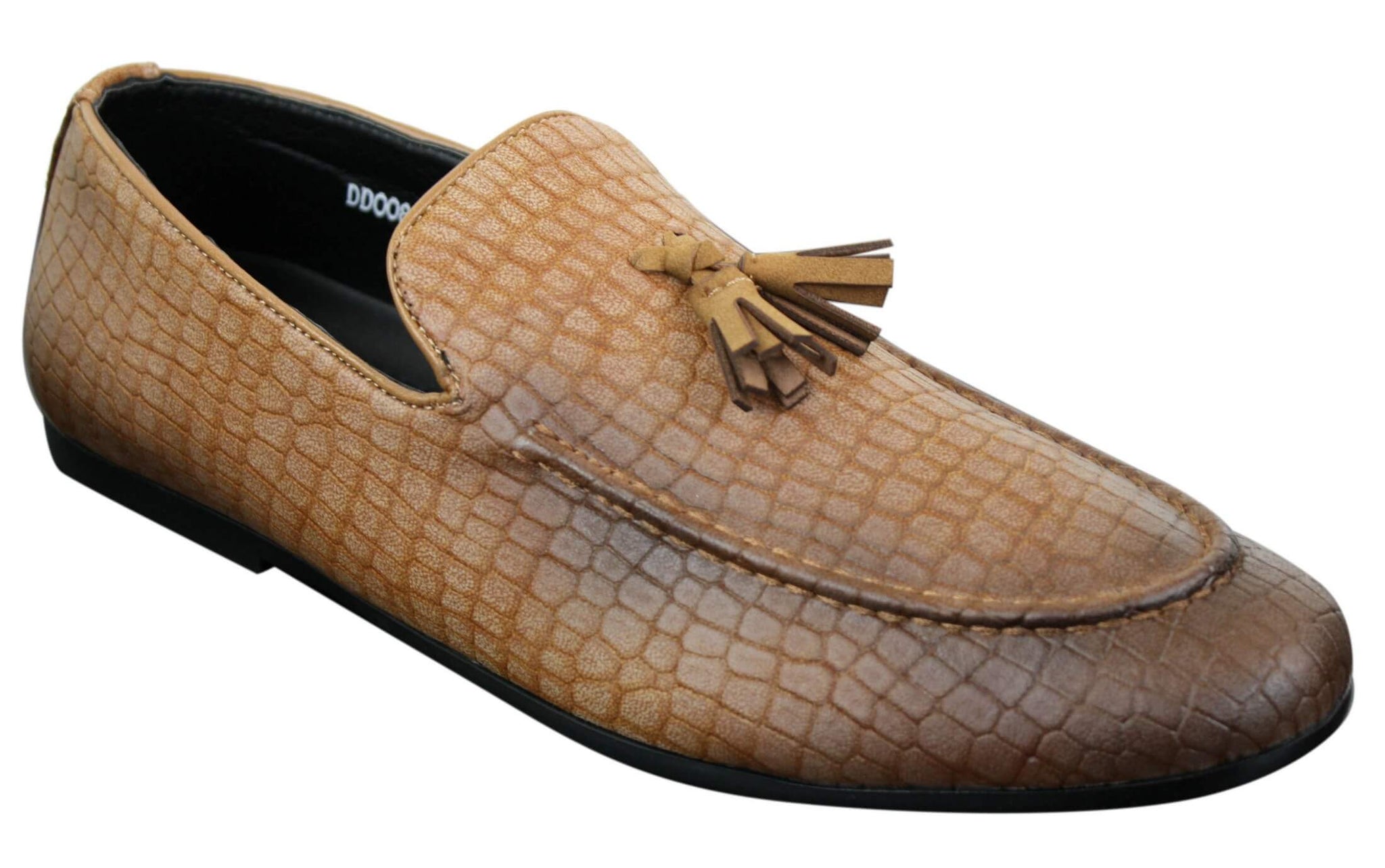 Elong DD0085 - Mens Snake Crocodile Leather PU Loafers Driving Shoes Slip On Tassel Comfort Vintage