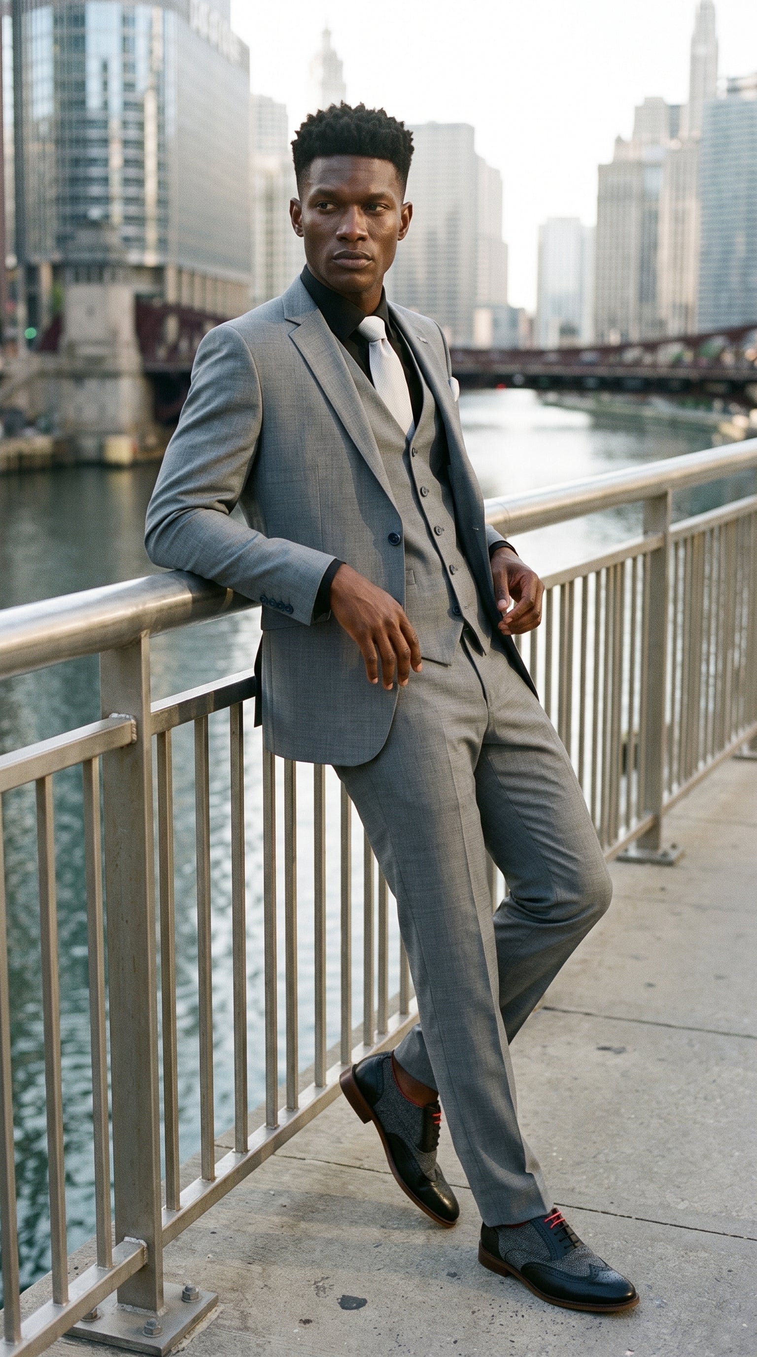 Look #426 styled with Bond - Férfi szürke, háromrészes, szabott öltöny