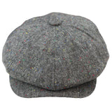 8 Panel Baker Boy Cap Shelby Hat Wool Tweed Classic Grey Razor