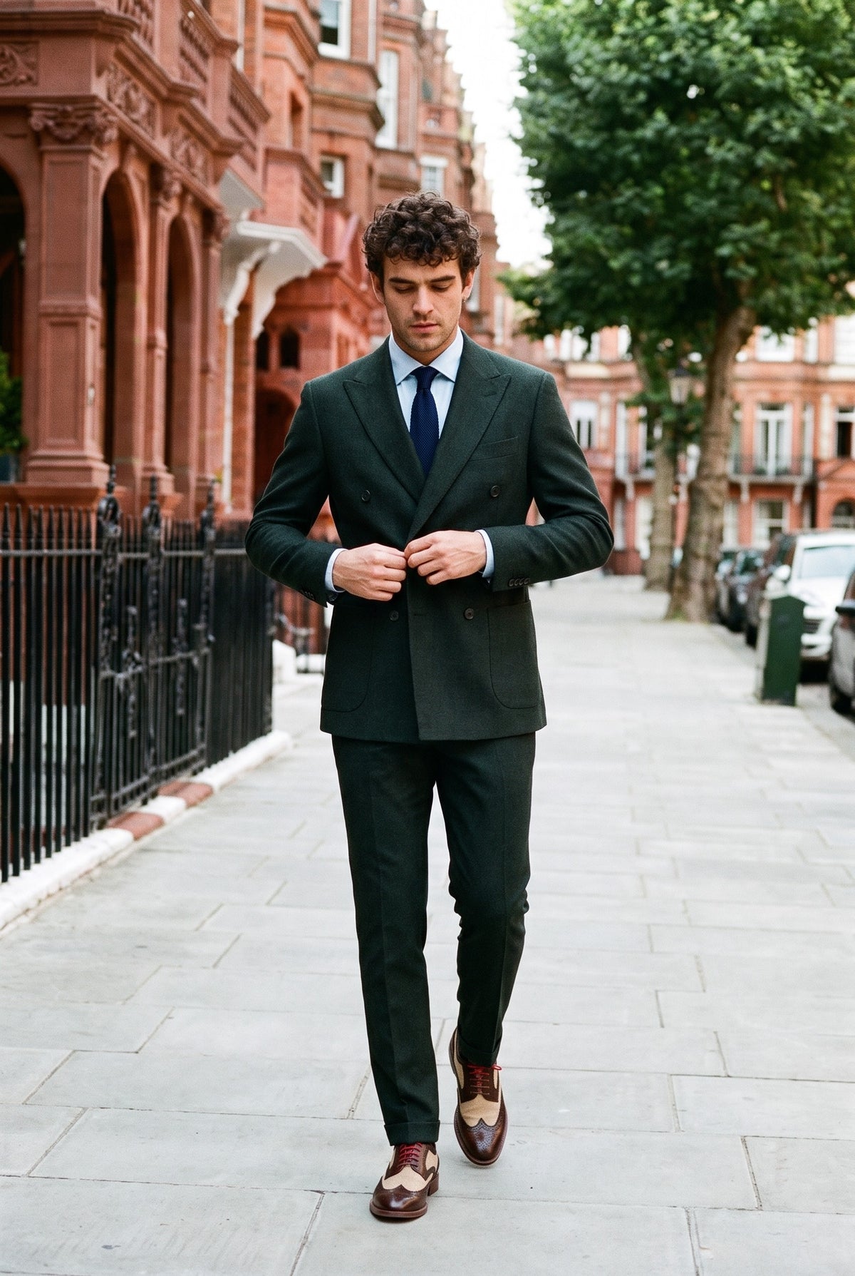 Look #591 styled with Regent - Férfi zöld kétrészes dupla soros öltöny