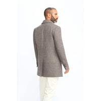 Eddie - Men's Tan Brown Wool Blend Tweed Overcoat