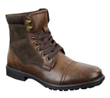 Mens Leather Suede PU Fleece Army Combat Military Ankle Boots Retro