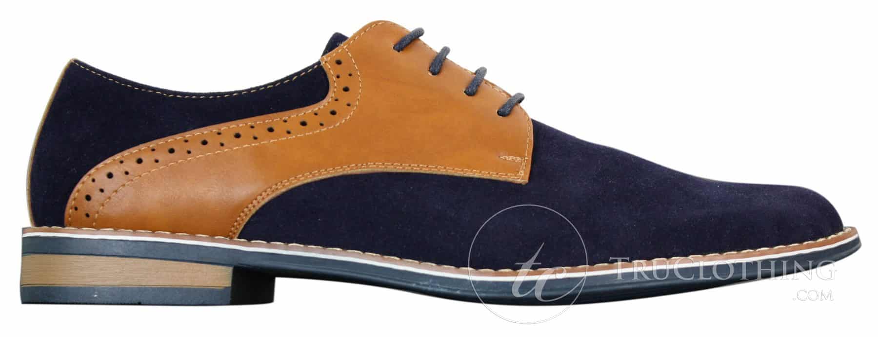 Elong K23 - Mens Suede Leather Laced Shoes Smart Casual Tan Brown PU Comfort Fit Round Toe