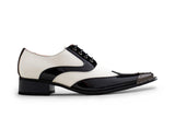 Mens Black & White Patent Shoes with Metal Toe